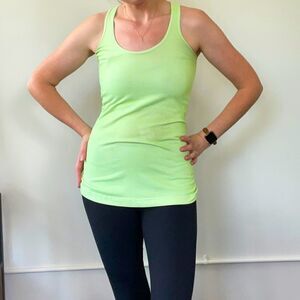 Lululemon Neon Green Polka Dot  Zap Cool  Racer Back Tank